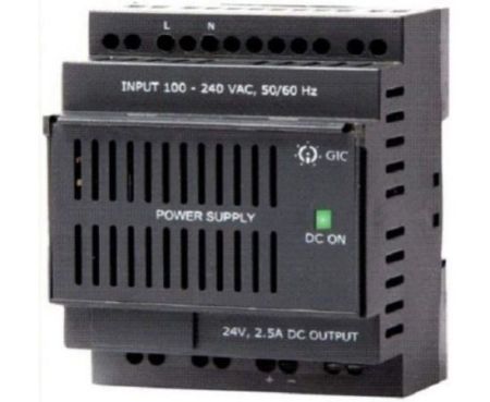 GIC Din Rail DB Mounted 100-240V to 24V DC 2.5A Single Output Switched Mode Power Supply Converter - Made in India