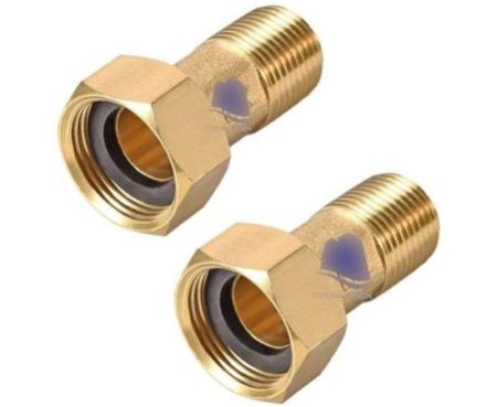 Brass Pipe Fitting, Hex Nipple, G1/2 Male x G3/4 Female Threaded Connector Water Meter Coupling 45cm 2Pcs