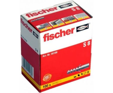 Fischer Plug Nylon Column Expansion Screw Anchor Plug Wall Plugs, Drywall Fischer Plugs - Made in Germany (8mm X 100pcs)