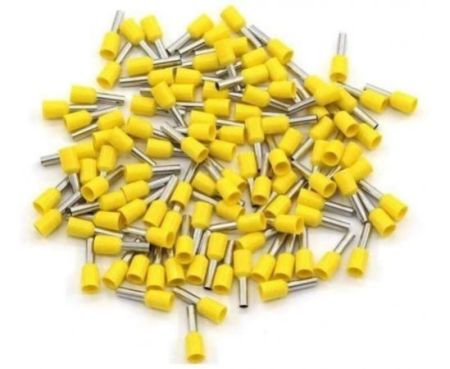 Insulated Ferrules Terminal Block Cord End Wire Tubular Connector, Electrical Crimp Cable Lugs, Terminal Cable Crimp Cable Sleeve for Wire Connection (Pack of 100) (2.5mm -E2508, Yellow)