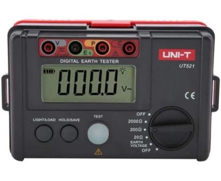 UT521 Earth Tester Digital Ground Insulation Resistance Meter Megohm Meter with Storage Case for Power and Electrical Systems, 0~2000Ω