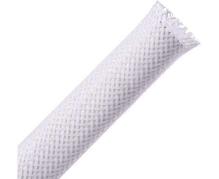 Heat Proof Fiberglass Cotton Expandable Braided Cable Sleeving – White / Per meter