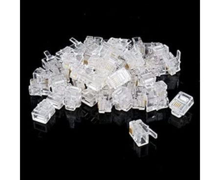 RJ9 4P4C Modular Plug vital Standard Telephone Handset Chord Connectors Transparent Color Jack Crimp End Crimper (Pack of 10)