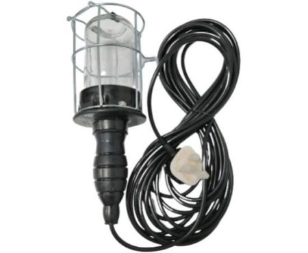 Portable Working Hand Lamp With Glass/Cable/E27 & 13A 3Pin Plug For Garage Camping Etc. (5MTR Cable)