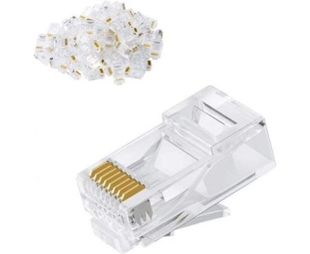 10Pcs RJ45 8c Connector, Ethernet Cable Crimp Connectors UTP Network Plug for Solid Wire and Standard Cable,Transparent