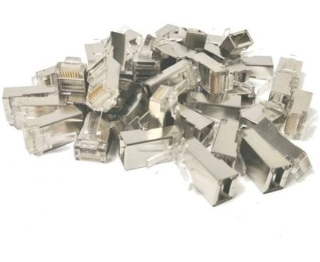 RJ45 Plugs Connector 8P8C Cat7 Crimp Connector RJ45 Ends, Ethernet Modular Crimp Connectors for Twist Paired Solid and Standard Ethernet Cable Wire (Pack of 100)