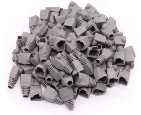 Ethernet RJ45 Cable Connector Boots Silicon Cover Strain Relief Boots CAT5 CAT5E CAT6 CAT6E (Grey - Pack of 100)