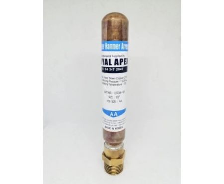 Water Hammer Arrester with Hard Drawn Copper Body for Destructive Shock Pressure Control in the Piping System to Safe Levels (1/2 Inch, Male)