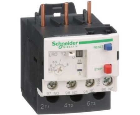 Schneider Electric Overload Relay - 1NO/1NC, 5.5-8 A F.L.C, 8 A Contact Rating, 3P - LRD12