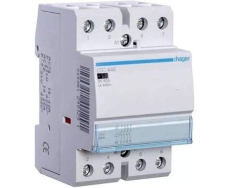 Hager 230V Open Contactor 4 - pole installation, 40A – ESC440