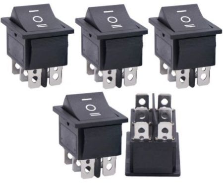 High Quality 6 Pins 3 Position Black Rocker Type Switch On Off On (5)