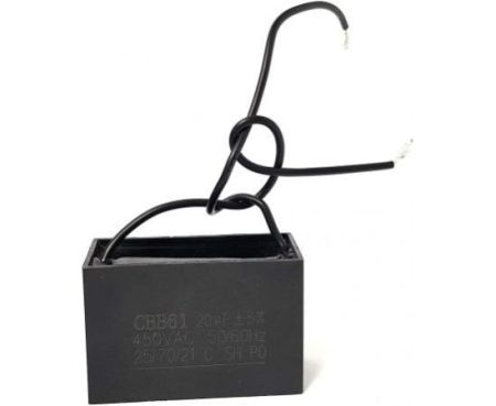 High Quality Wired Rectangle Shaped Fan Capacitor 450 VAC | Black (WIRED 20MFD (20µF))