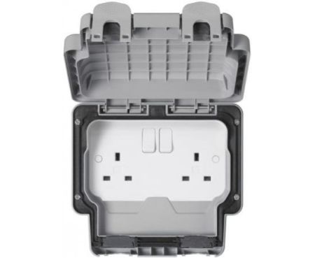 MK Masterseal Plus K56482GRY 13 amp 2-Gang Switched Socket