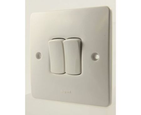 Legrand Synergy White Single Pole 2 Gang 2 Way 10A 250V - 730002 Plate Switch