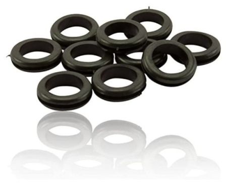 Black Grommet Open Gasket Ring Assortment for Protecting Wires, Plugs and Cables