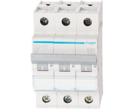 HAGER Miniature circuit breaker Three Pole 32A 6KA TP MCB TYPE C MCN332 *ONEKONEKT*