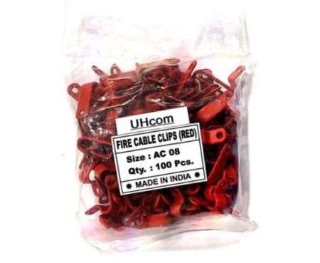 100 Nos Fire Cabe Saddle Clips 8mm Red - UHcom