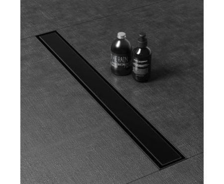 Biella™ Shower Drain Matte Black 316 Stainless Steel Rectangle Invisible with Removable Cover, Linear Shower Floor Drain with Rectangle Shower Floor Drainer with Hair Strainer, (30 x 9 cm)