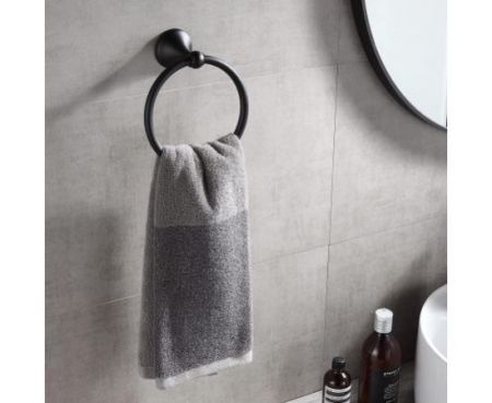 Biella™ Matte Black Towel Ring Hand Towel Holder for Bathroom, Wall Mount Towel Ring Circle Hanger Bathroom Hardware