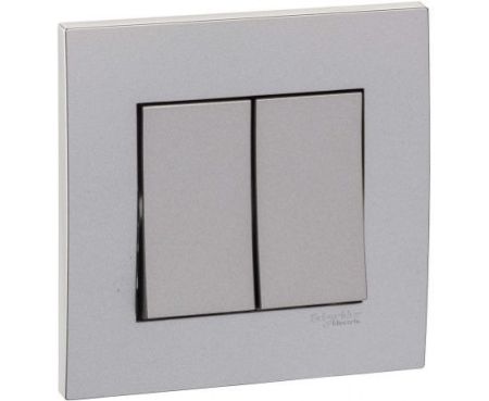 Schneider Electric KB32R_AS Vivace Silver - 2-way plate switch 2 gang - 16AX - Silver