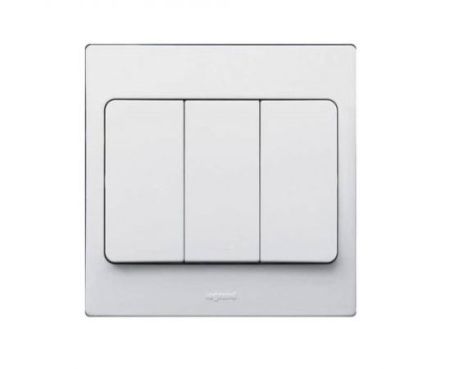 Legrand Mallia White 3 Gang 1 Way Switch – 281004