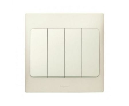 Legrand Mallia White 4 Gang 1 Way Switch - 281006