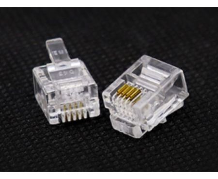 10Pcs RJ11 Connector, Ethernet Cable Crimp Connectors UTP Network Plug for Solid Wire and Standard Cable,Transparent