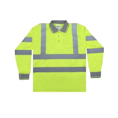 Vaultex EHM Full Sleeve Reflective Polo T-Shirt - Yellow & Grey