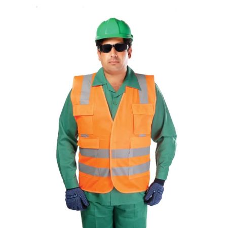 Vaultex NLM Reflective Fabric Vest with 4 Pockets - Orange