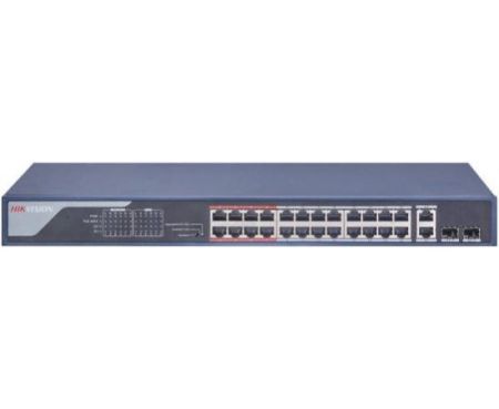 Hikvision 24 Port Fast Ethernet Unmanaged POE Switch, Up To 300m Long Range PoE Transmission, 6KV Surge Protection, 24× 10/100 Mbps PoE Ports, 8.8 Gbps Switching Capacity | DS-3E0326P-E(B)