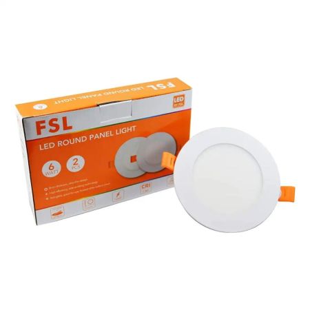 6W Round LED Slim Panel 6500K 2Pcs - White