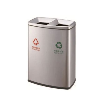 2 Compartment Stainless Steel Coated Recycle Bin 60L