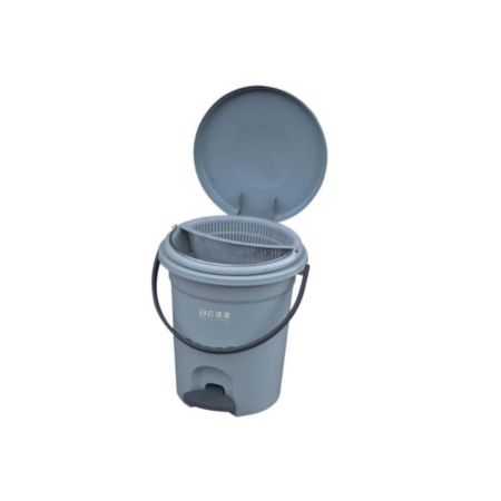 Plastic Round Dust Bin with Pedal 8L - Grey