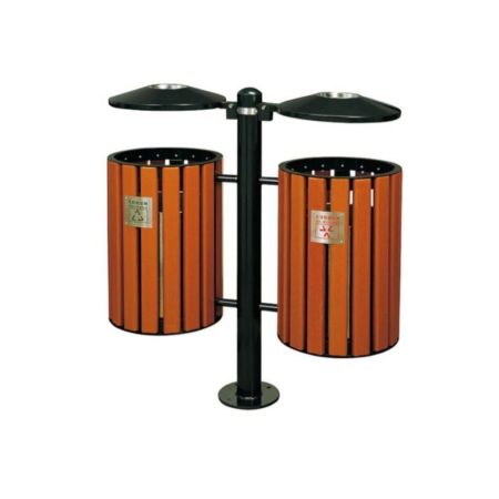 Outdoor Recycle Twin Bin With Ashtray