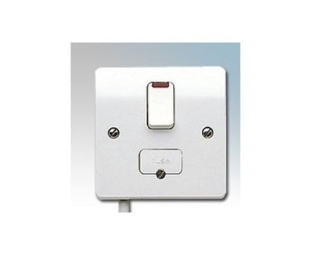 MK Electric Logic Plus White Moulded Double Pole Switched Connection Unit With Neon & Flex Outlet In Base 13A - K370WHI