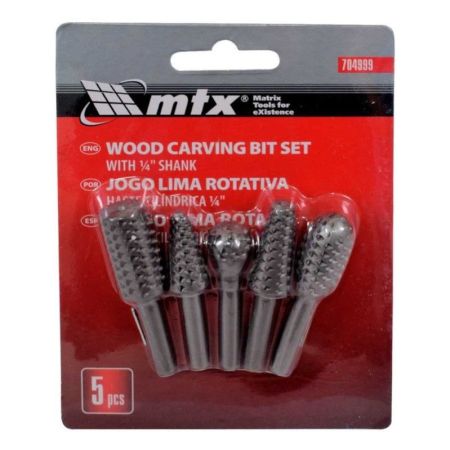 Mtx 5pcs Wood Carving Bit Set With 1/4