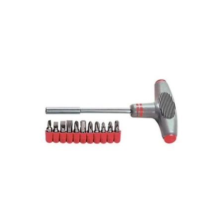 MTX Screwdriver With T-Shaped CrV Ergonomic Handle And Bit Set, 11 Pcs