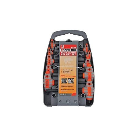 Protech 10 Pc Metric T-Handle Hex Key Set With Rubber Grip