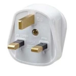 RR Top Plug Fused-13A-3 Pin-White-W9005