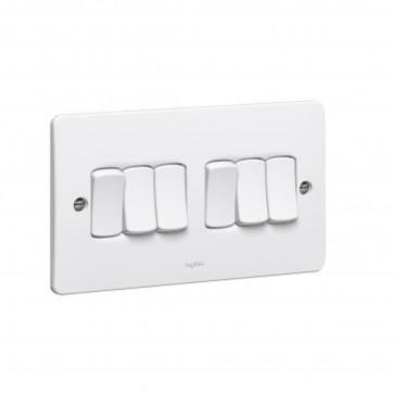 Legrand 10A Switch 6Gang 2Way Synergy White 730006