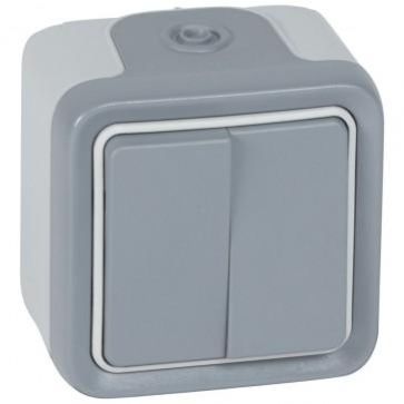 Legrand 10A Weatherproof Switch 2Gang 2Way Plexo IP55 69715