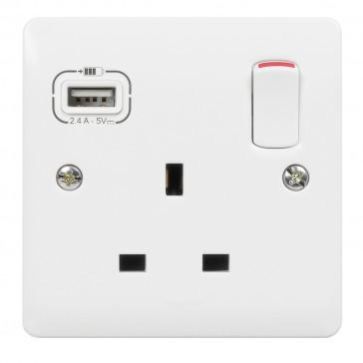 Legrand 13A Switch Socket 1Gang + USB Synergy White 730078