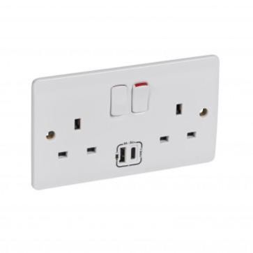 Legrand 13A Switch Socket 2Gang + USB Type A+C Synergy White 730079