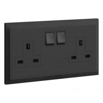 Legrand 13A Switch Socket 2Gang Belanko Anthracite 617746