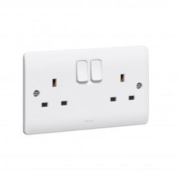 Legrand 13A Switch Socket 2Gang Synergy White 730076