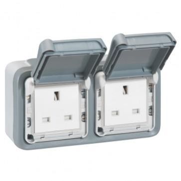Legrand 13A Weatherproof Socket 2Gang Unswitched Plexo IP55 69739