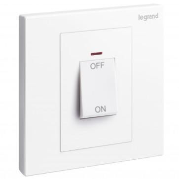 Legrand 45A DP Switch With Neon 3x3 Galion White 282426