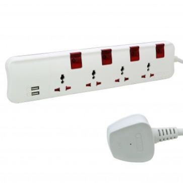 Legrand Universal 5 Switch Socket Extension + 2 USB 1.2A With 5Mtr Cord 698501