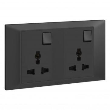 Legrand Universal Switch Socket 2Gang Belanko Anthracite 617769