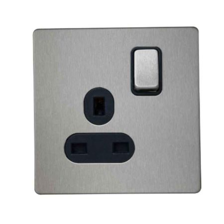 RR-13 Amps single switched socket outlet-Brushed SS Finish VN6658M-B-BSS